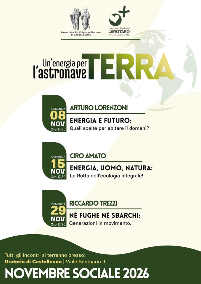 Novembre Sociale 2026: “Un’energia per l’astronave Terra” novembresociale